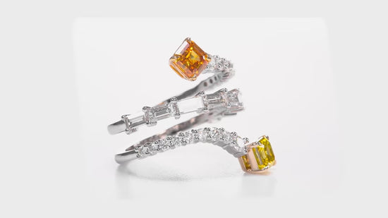 Mix Color Two-stone Crossover Diamond Ring