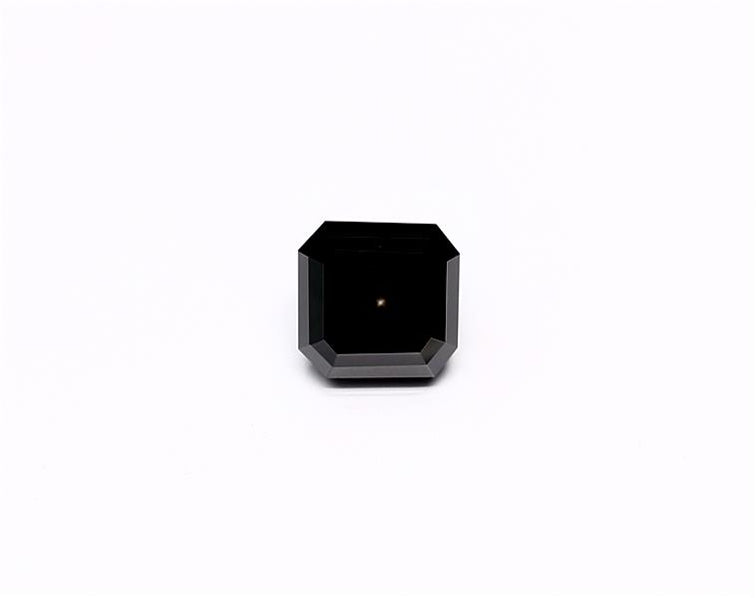 1.61 Carat Natural Black Sq emerald Diamond GIA