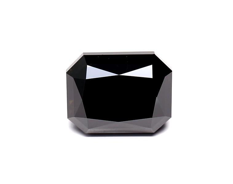 3.93 Carat Natural Black Radiant Diamond GIA