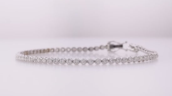 1Ct Round White Diamond Tennis Bracelet