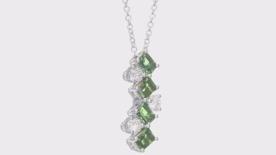 Green Tourmaline and Diamond Drop Pendant