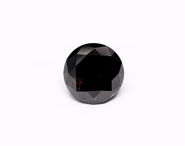 1.56 Carat Natural Black Round Diamond GIA