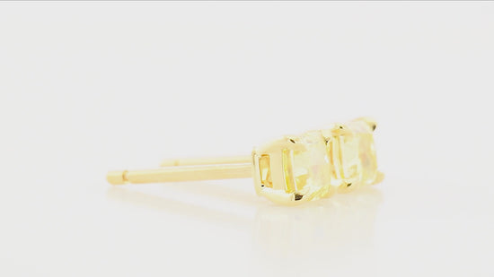 Fancy Intense Yellow Cushion Stud Earrings