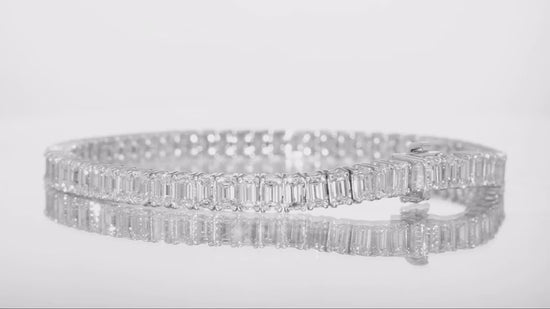 11Ct White Emerald cut Diamond Tennis Bracelet