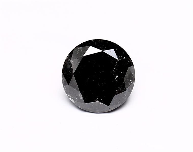 1.26 Carat Natural Black Round Diamond GIA