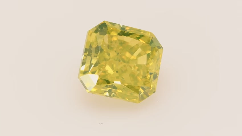 2.01 Carat Fancy Vivid Greenish Yellow Radiant Diamond SI2 GIA