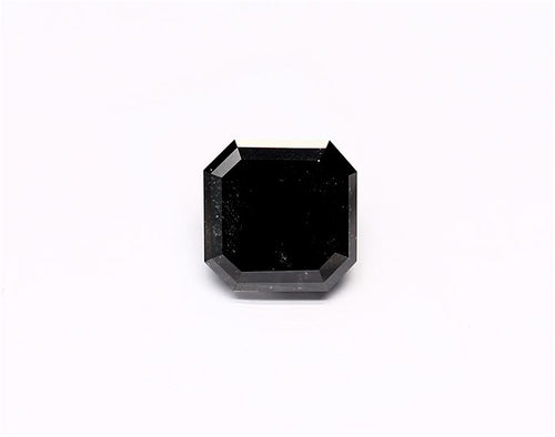 0.86 Carat Natural Black Sq emerald Diamond GIA