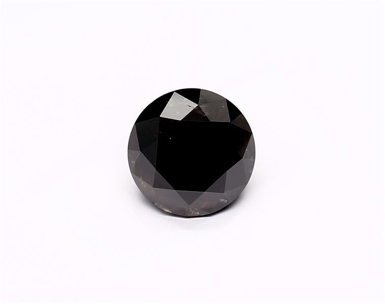 1.57 Carat Natural Black Round Diamond GIA