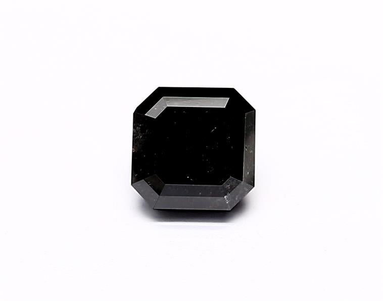 1.07 Carat Natural Black Sq emerald Diamond GIA