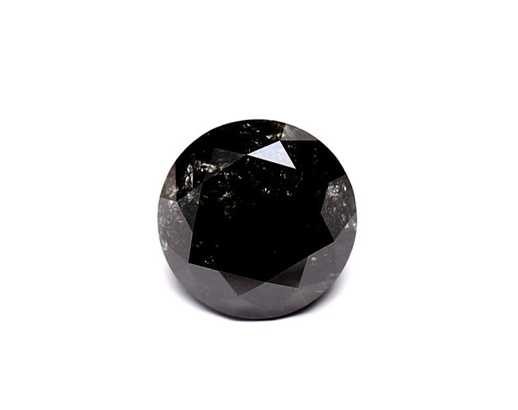 1.85 Carat Natural Black Round Diamond GIA