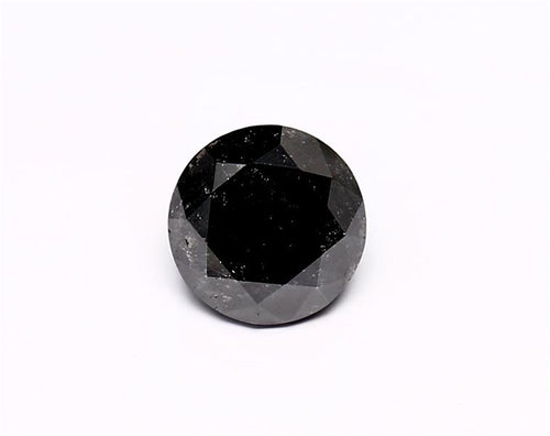 1.51 Carat Natural Black Round Diamond GIA