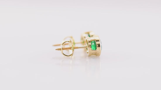 Round Zambian Emerald Stud Earrings