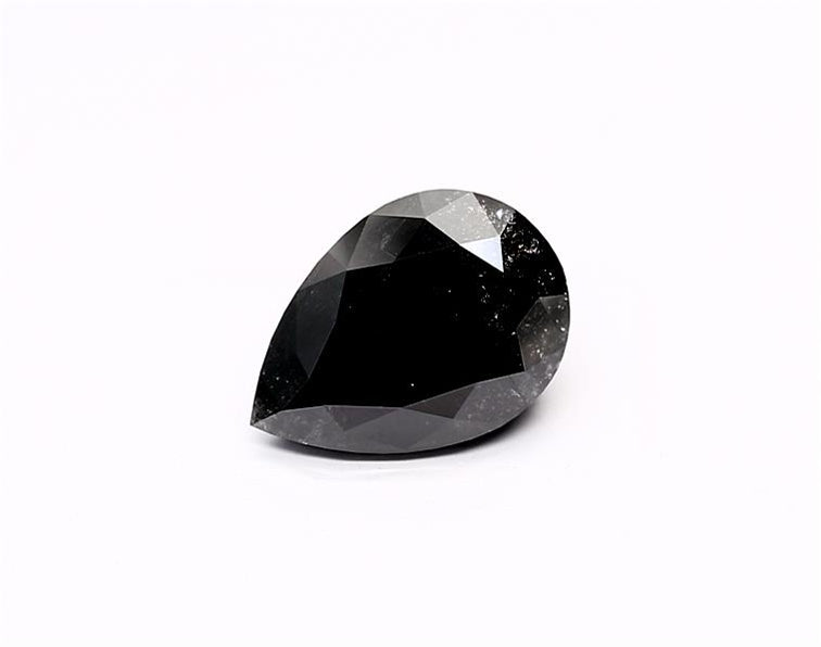 3.36 Carat Natural Black Pear Diamond GIA