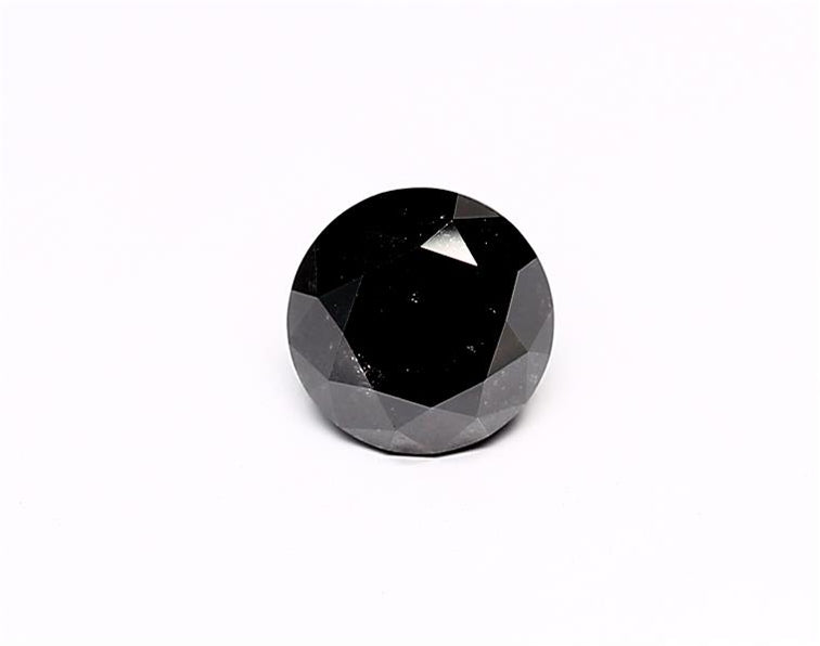 1.56 Carat Natural Black Round Diamond GIA