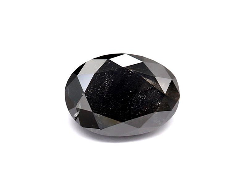 0.54 Carat Natural Black Oval Diamond GIA