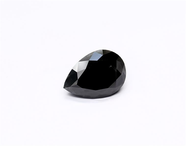 3.07 Carat Natural Black Pear Diamond GIA