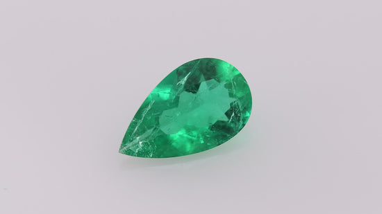 0.98 Carat Green COLOMBIAN Pear Emerald CD and Muzo