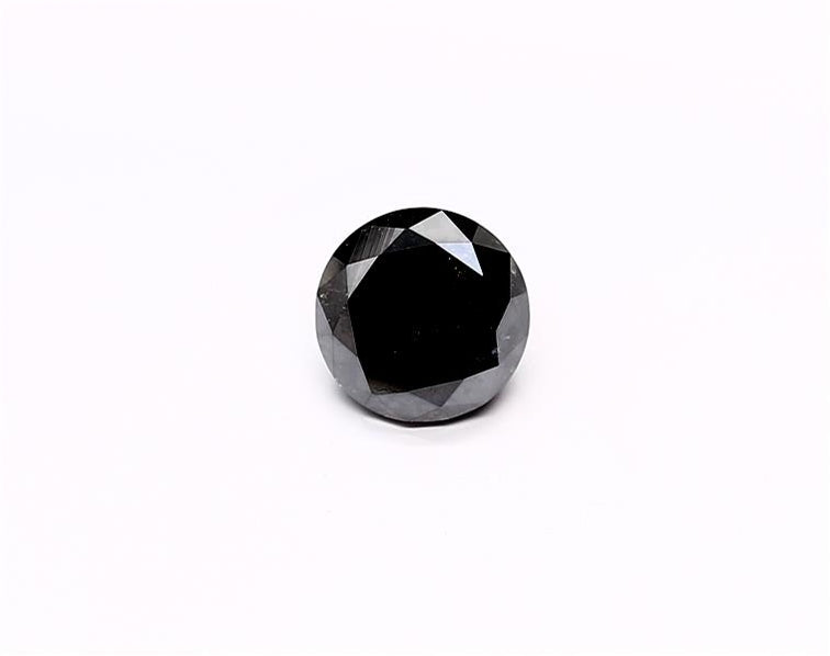 1.76 Carat Natural Black Round Diamond GIA