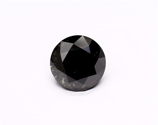 1.53 Carat Natural Black Round Diamond GIA