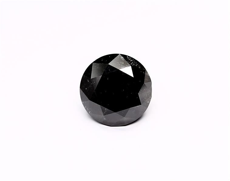 4.15 Carat Natural Black Round Diamond GIA