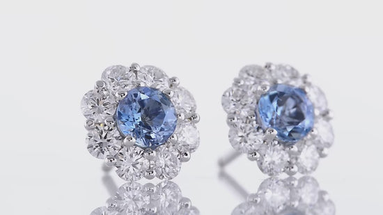 Aquamarine and Diamond Halo Earrings