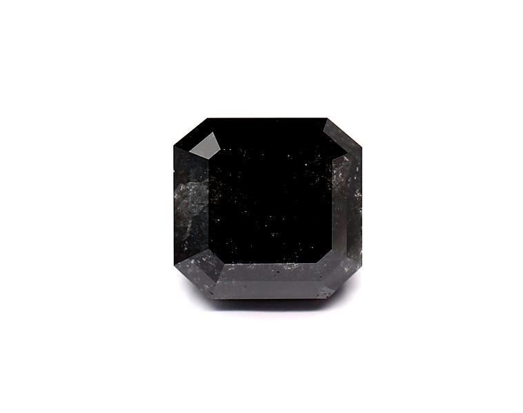 2.66 Carat Natural Black Sq emerald Diamond GIA