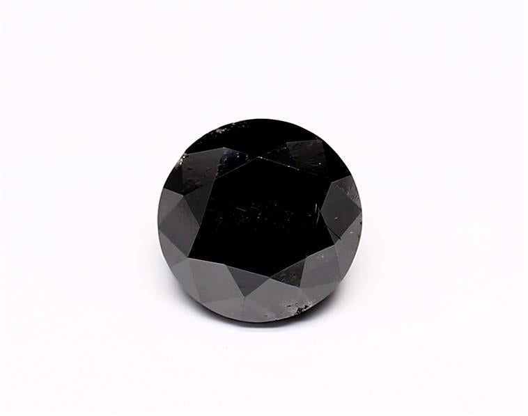 1.43 Carat Natural Black Round Diamond GIA