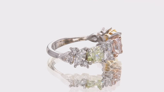 Multicolor Extraordinary Diamond Cluster Ring