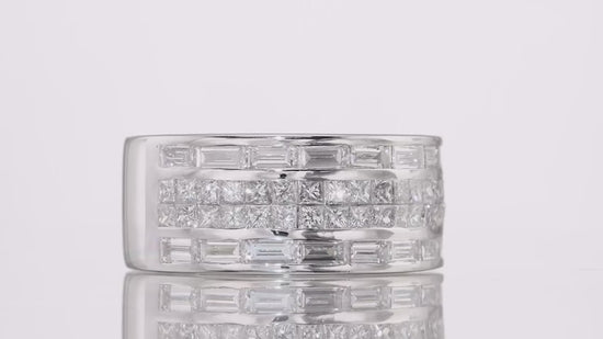 Colorless Four Rows Half Eternity Band