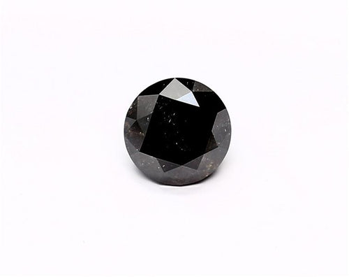 1.71 Carat Natural Black Round Diamond GIA