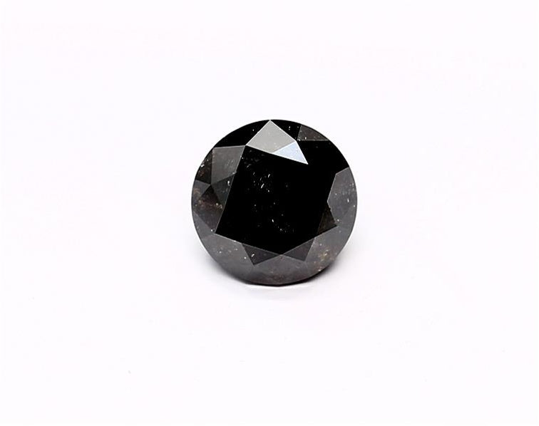 1.71 Carat Natural Black Round Diamond GIA