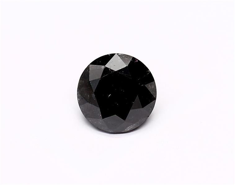 1.42 Carat Natural Black Round Diamond GIA