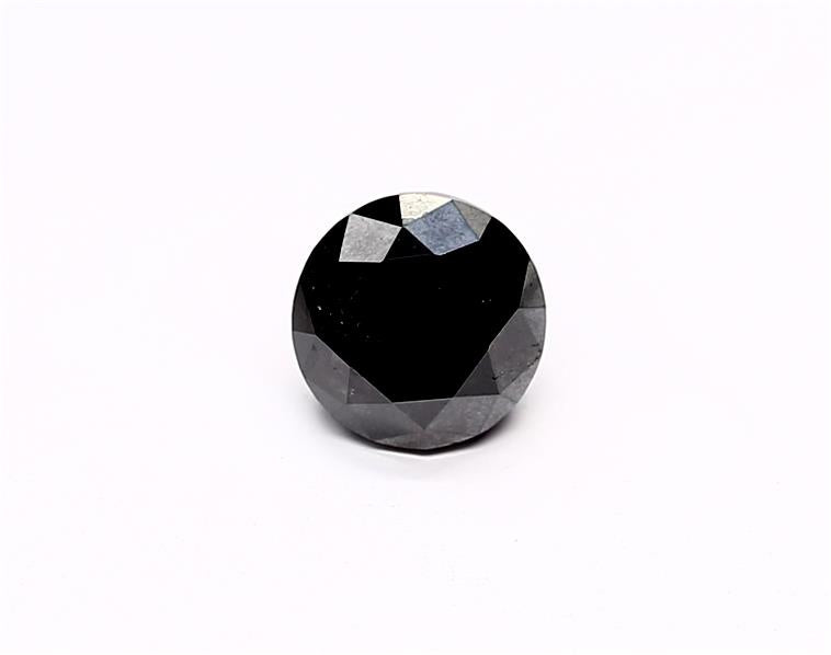 1.32 Carat Natural Black Round Diamond GIA