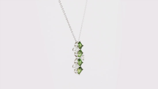 Green Tourmaline and Diamond Drop Pendant