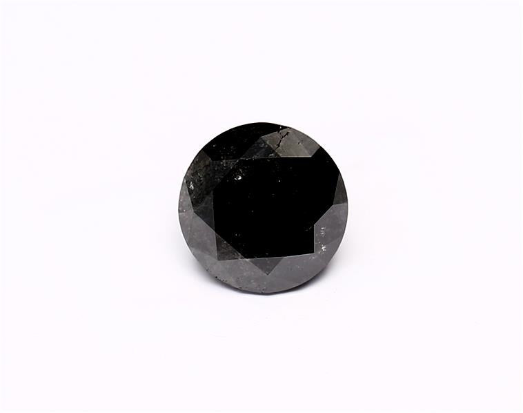1.57 Carat Natural Black Round Diamond GIA