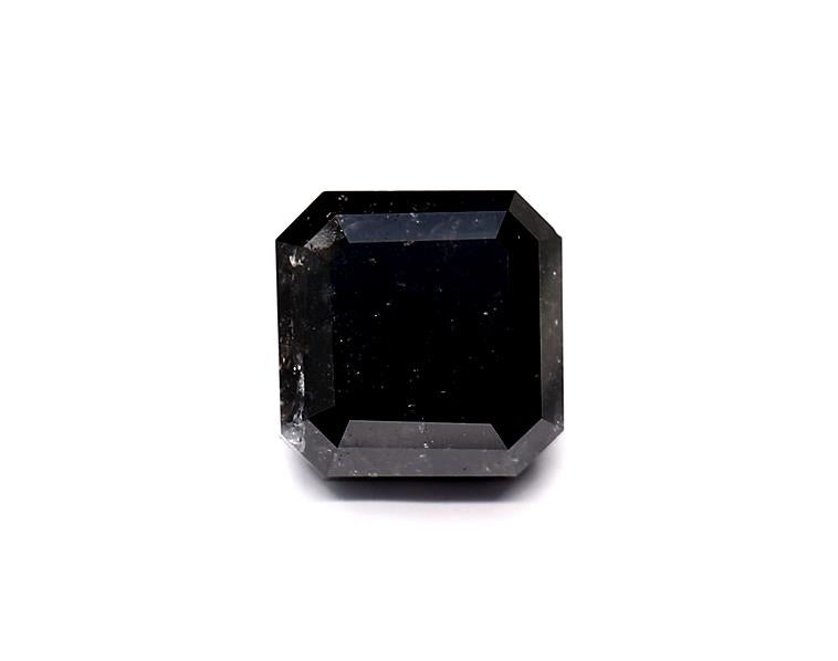 2.63 Carat Natural Black Sq emerald Diamond GIA