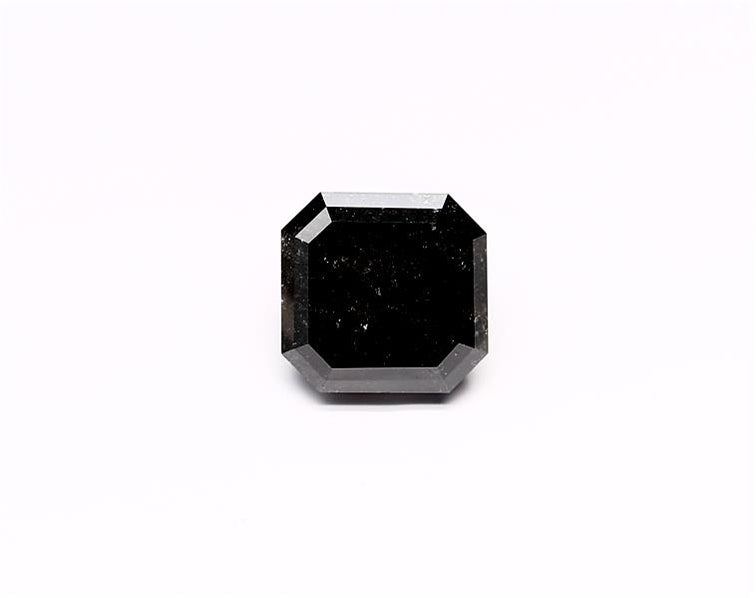3.64 Carat Natural Black Sq emerald Diamond GIA