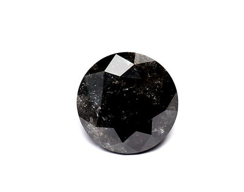 1.62 Carat Natural Black Round Diamond GIA