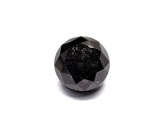 1.66 Carat Natural Black Round Diamond GIA