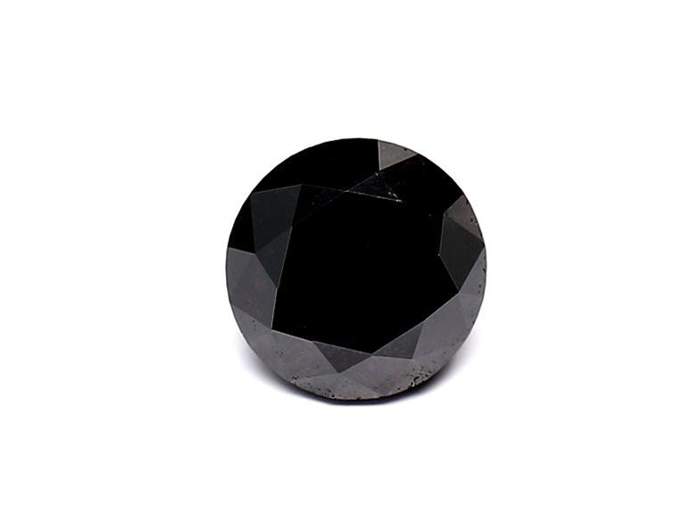 1.61 Carat Natural Black Round Diamond GIA