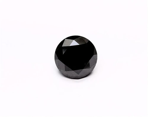 3.69 Carat Natural Black Round Diamond GIA