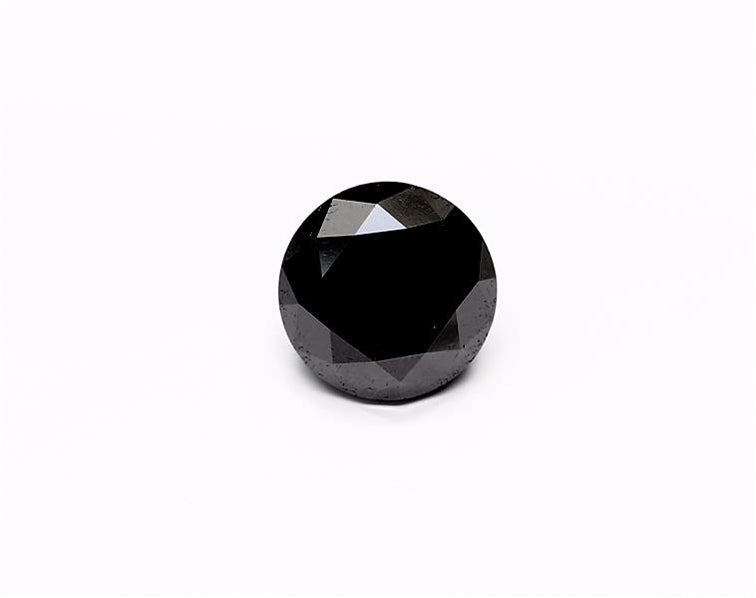 3.69 Carat Natural Black Round Diamond GIA