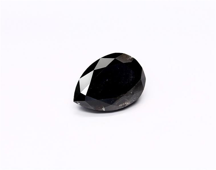 3.46 Carat Natural Black Pear Diamond GIA