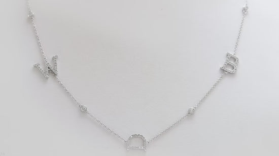 Colorless Round Diamond Three Letter Necklace