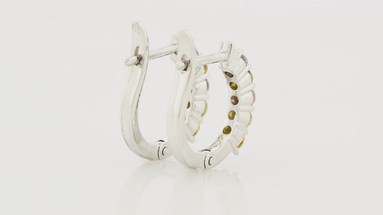 Mix Color Diamond Hoop Earrings
