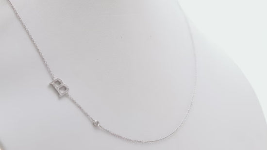 Colorless Round Diamond Letter "B" Necklace