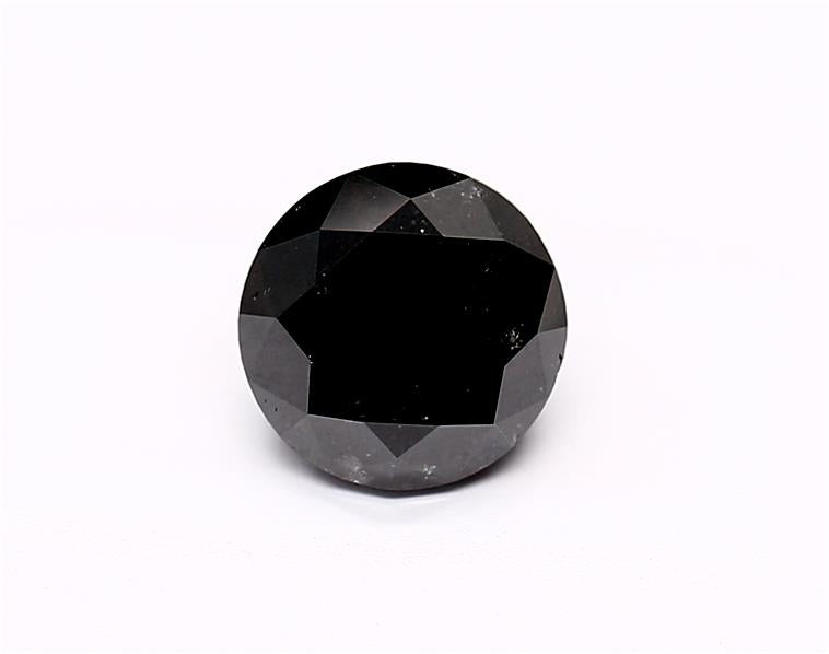 1.46 Carat Natural Black Round Diamond GIA
