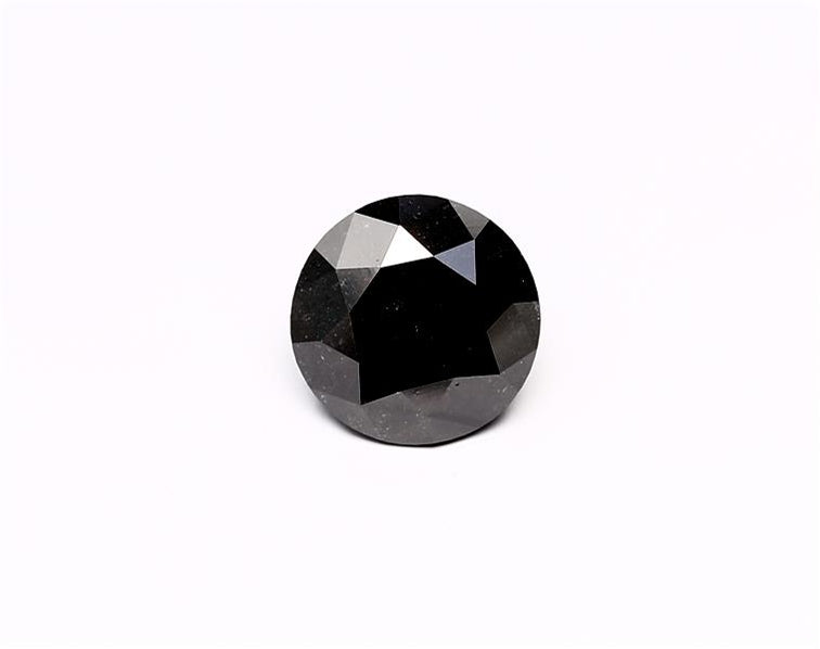 3.84 Carat Natural Black Round Diamond GIA