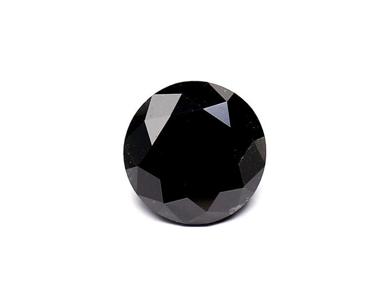 1.73 Carat Natural Black Round Diamond GIA