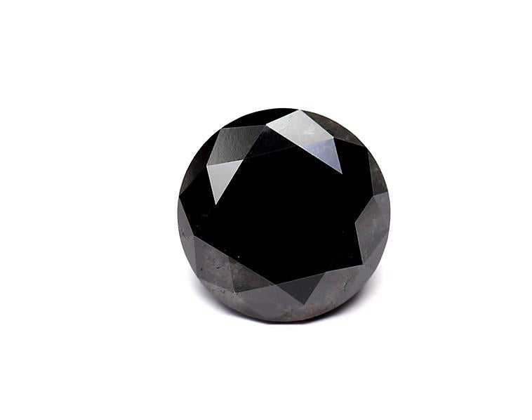2.71 Carat Natural Black Round Diamond GIA